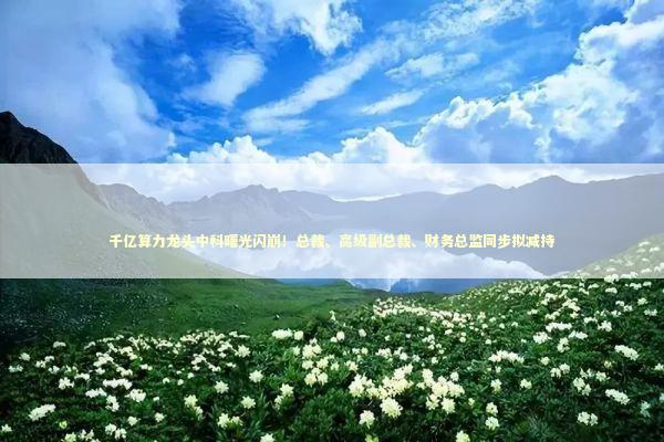 千亿算力龙头中科曙光闪崩！总裁、高级副总裁、财务总监同步拟减持 新闻